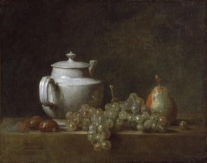 Still Life with Tea Pot, Grapes, Chesnuts, and a Pear, c.1764