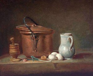 Still Life With Copper Pan And Pestle And Mortar